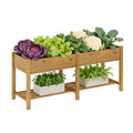 72x24x30.7in Wooden Planter Box with Storage Shelf Raised Garden Bed with Legs Elevated Wood Planter Box for Vegetables Flowers Herbs Garden Planter for Backyard Patio Balcony (Natural, Large)
