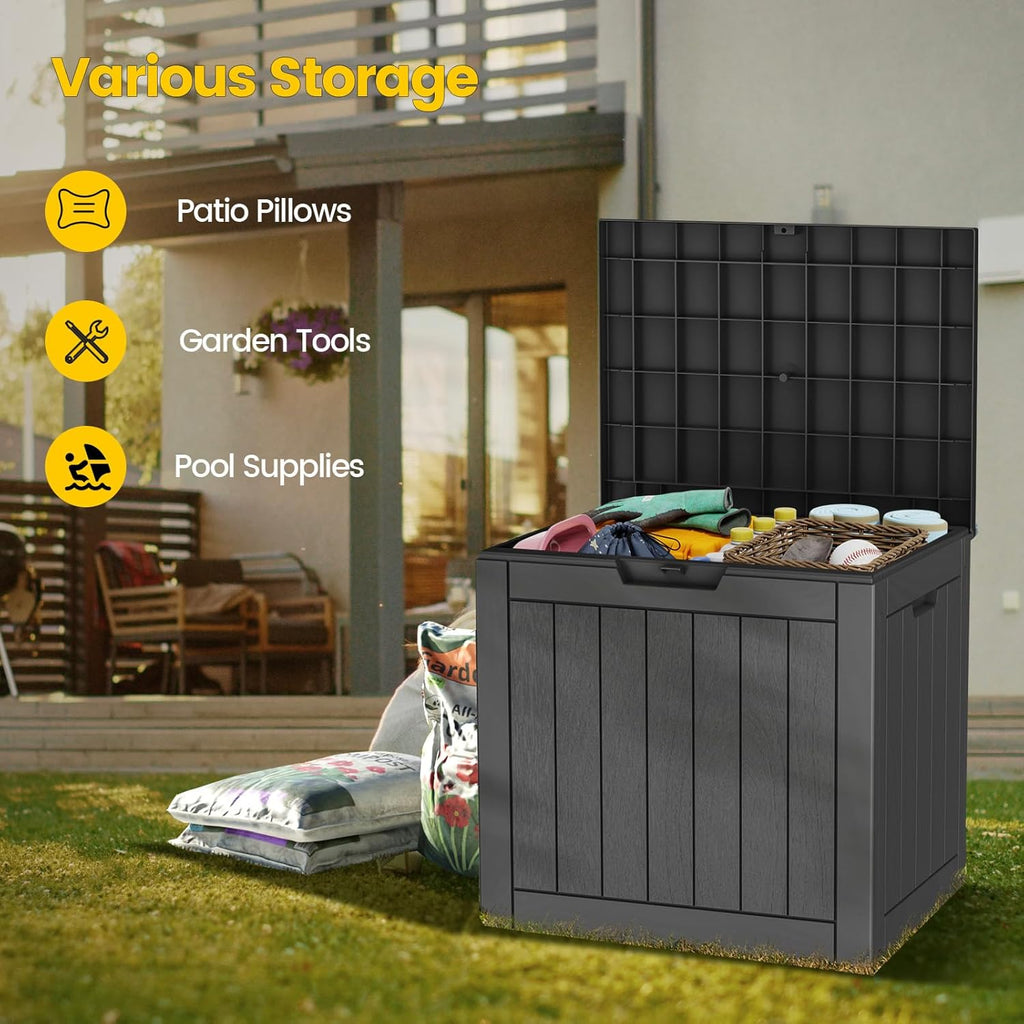 Zapdos 31 Gallon Outdoor Storage Box Deck Box for Indoor and Outdoor Use, Waterproof Resin Storage Bin for Package Delivery Patio Cushions Gardening Tools, Lockable, UV Resistant, Black