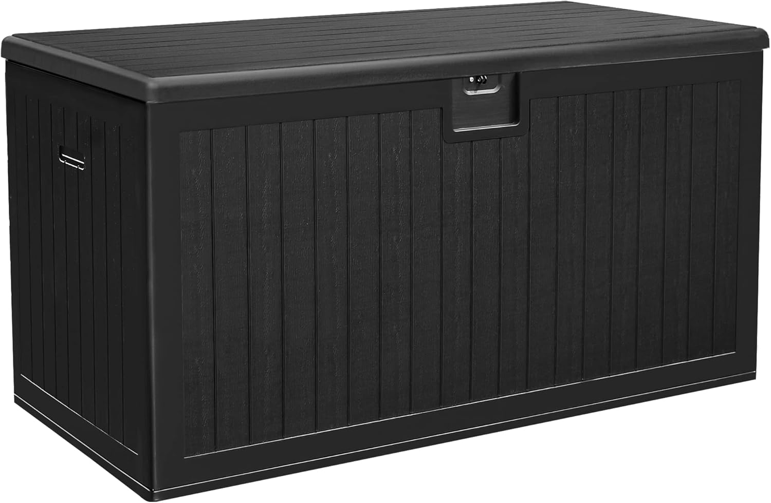 YITAHOME 80 Gallon Resin Deck Box, Weather Resistant Outdoor Rattan Storage Box, Lockable Indoor Outdoor Storage for Supplies and Essentials, Dark Gray