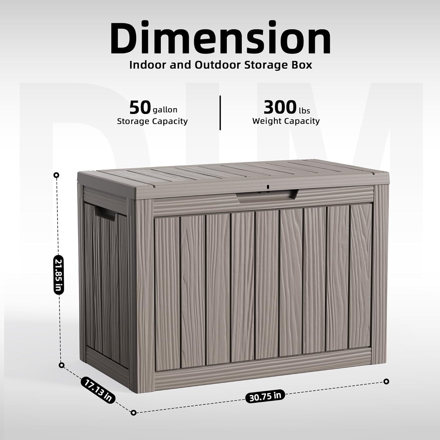 EasyUp 50 Gallon Outdoor Storage Box, Outdoor Deck Boxes for Garden Tools Equipment,Cushions and Patio Storage,Lockable and Resin
