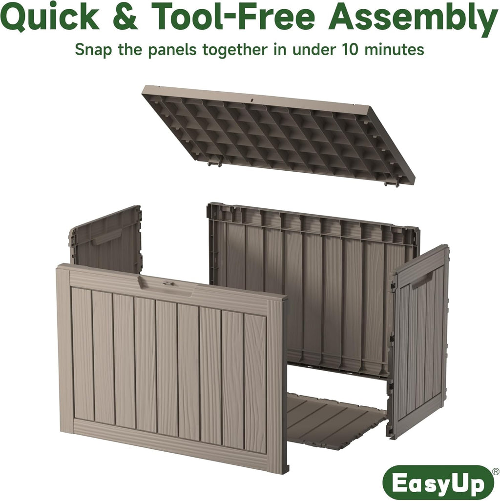 EasyUp 50 Gallon Outdoor Storage Box, Outdoor Deck Boxes for Garden Tools Equipment,Cushions and Patio Storage,Lockable and Resin