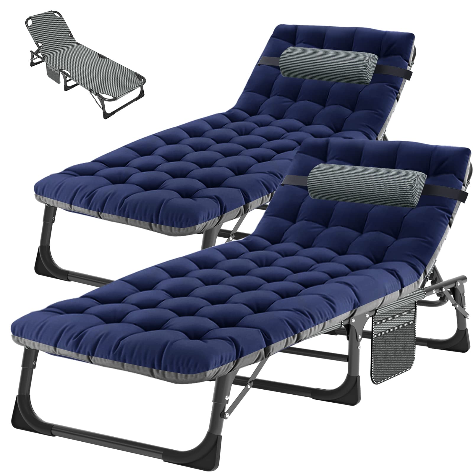 ABORON Chaise Lounge Chair,5 Positions Padded Outdoor Tanning Chair,Heavy Duty Portable Lounge Chair for Outdoor Sunbathing Patio Pool Lawn Deck Poolside,Support up to 440 Lbs