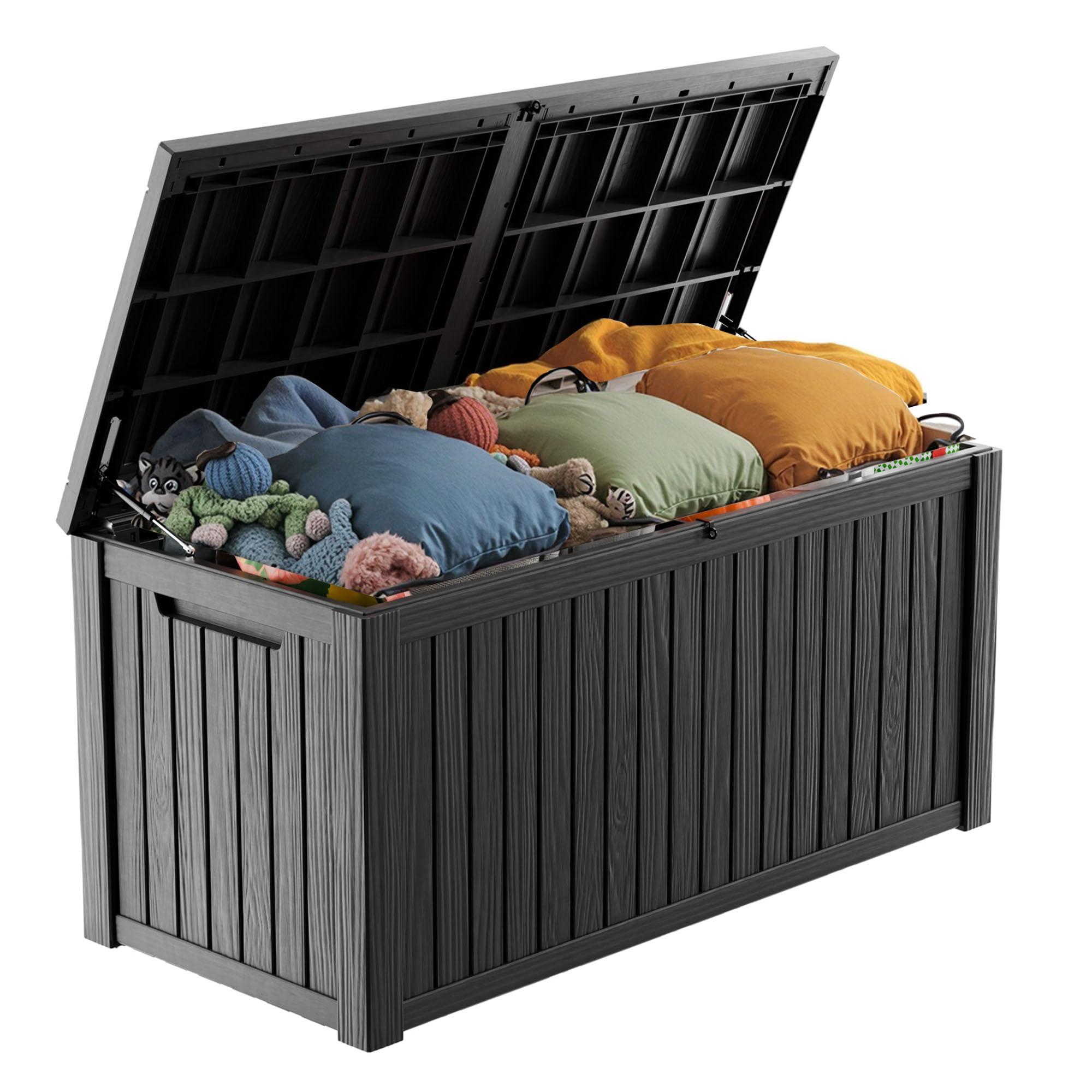 Zapdos 31 Gallon Outdoor Storage Box Deck Box for Indoor and Outdoor Use, Waterproof Resin Storage Bin for Package Delivery Patio Cushions Gardening Tools, Lockable, UV Resistant, Black