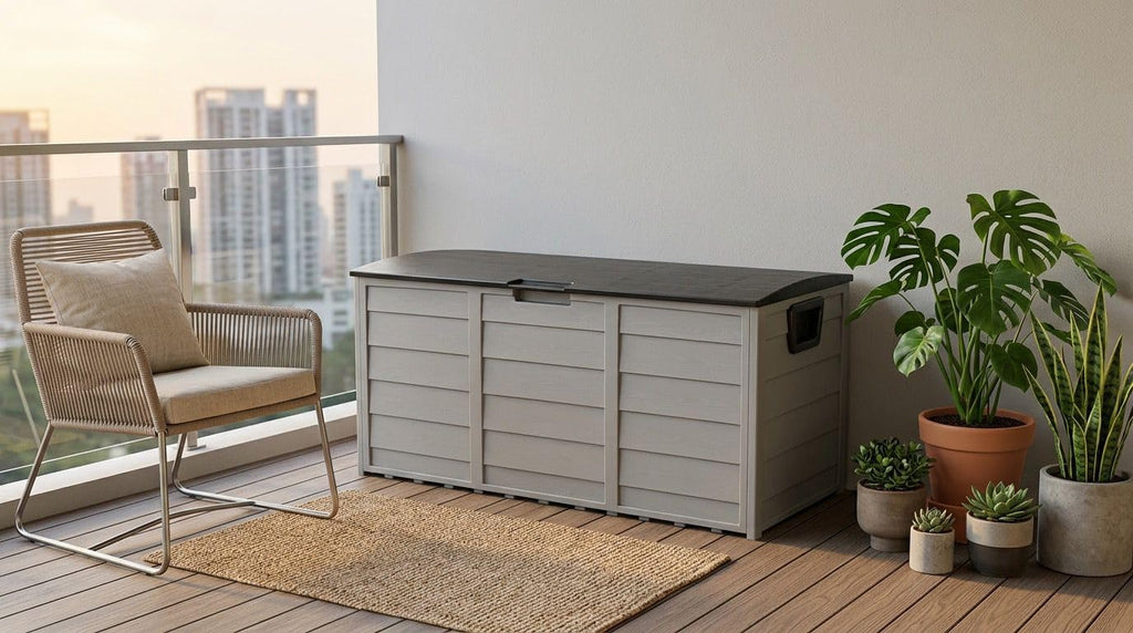 Extra-Large 75 Gallon Outdoor Storage Deck Box – Weather-Resistant Plastic Chest for Patio Cushions, Tools, Toys & Garden Supplies, Lockable Seat Design