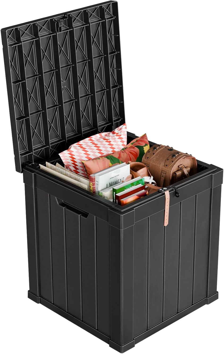PatioZen 50 Gallon Resin Deck Box Outdoor Storage Box with Lockable Lid, Waterproof for Patio Cushions, Gardening Tools & Exercise Equipment