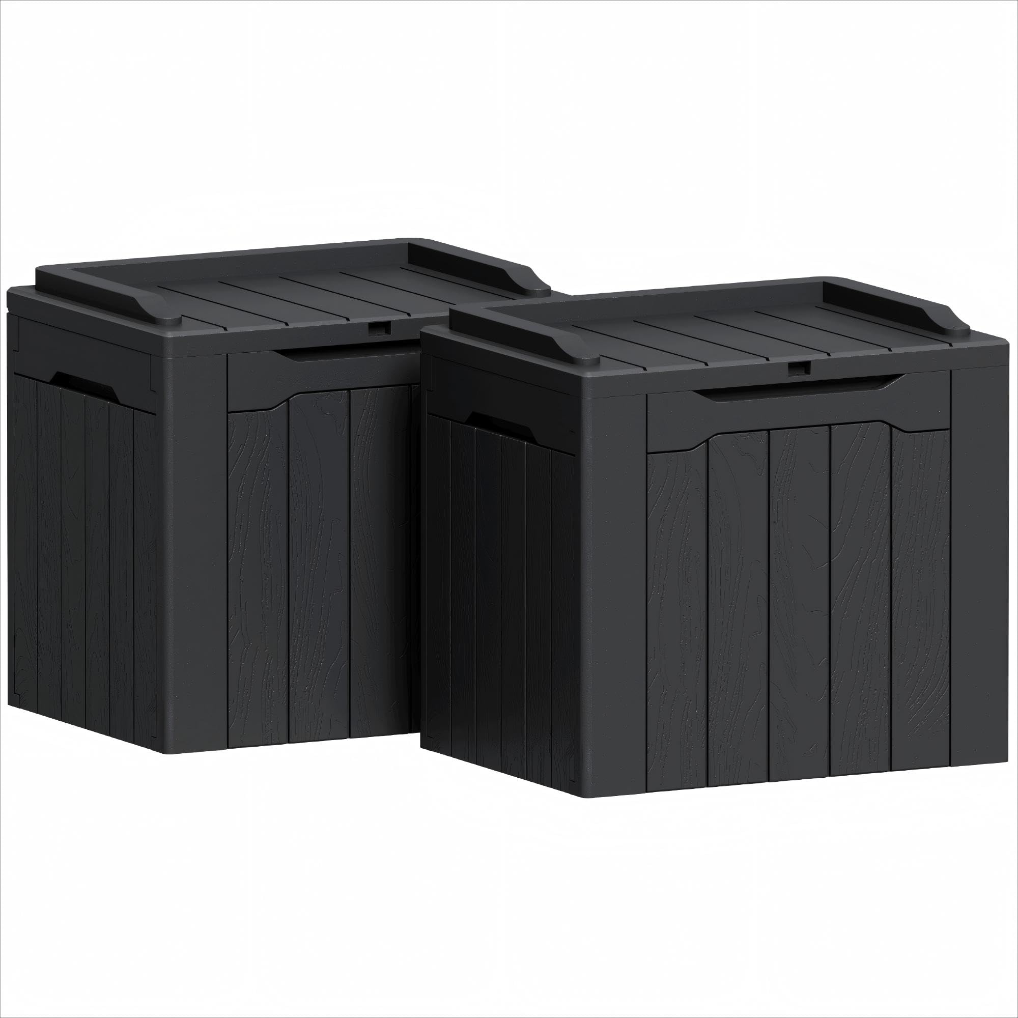 Greesum Outdoor Storage Box 100 Gallon Storage Bin with Lid for Patio Furniture, Garden Tools, Pool Supplies, Lockable, Waterproof and UV Resistant, Black