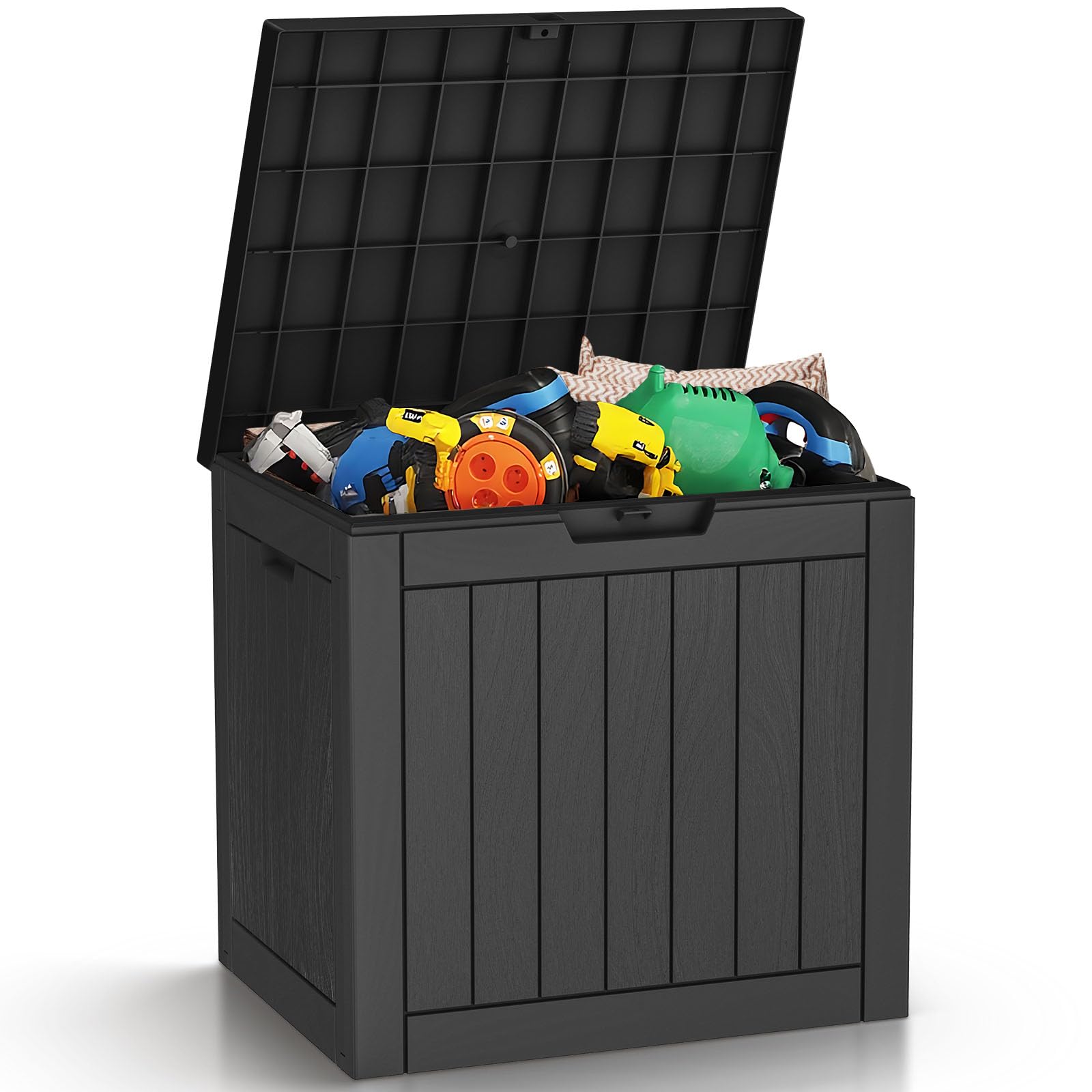 Zapdos 31 Gallon Outdoor Storage Box Deck Box for Indoor and Outdoor Use, Waterproof Resin Storage Bin for Package Delivery Patio Cushions Gardening Tools, Lockable, UV Resistant, Black