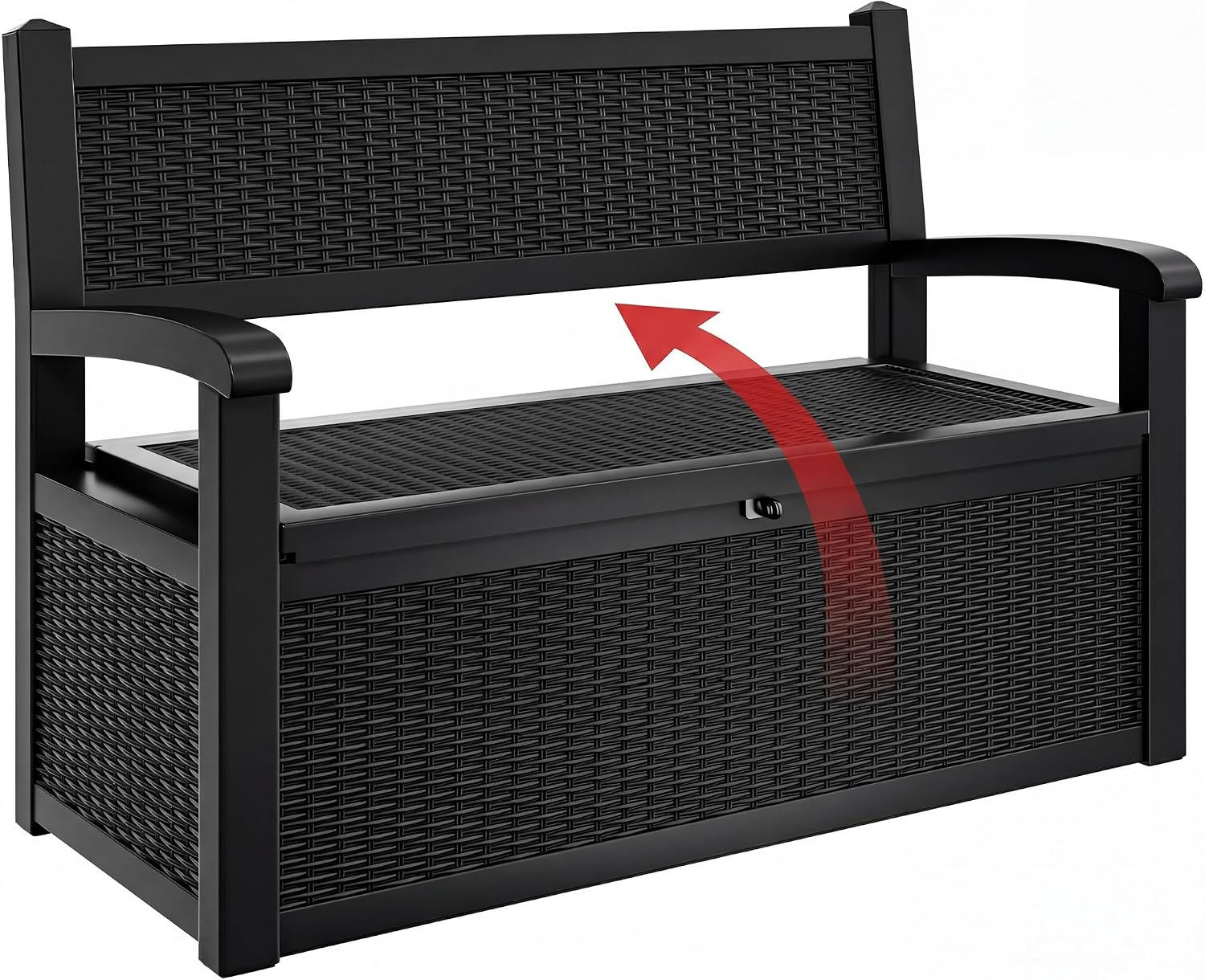 YITAHOME 80 Gallon Resin Deck Box, Weather Resistant Outdoor Rattan Storage Box, Lockable Indoor Outdoor Storage for Supplies and Essentials, Dark Gray