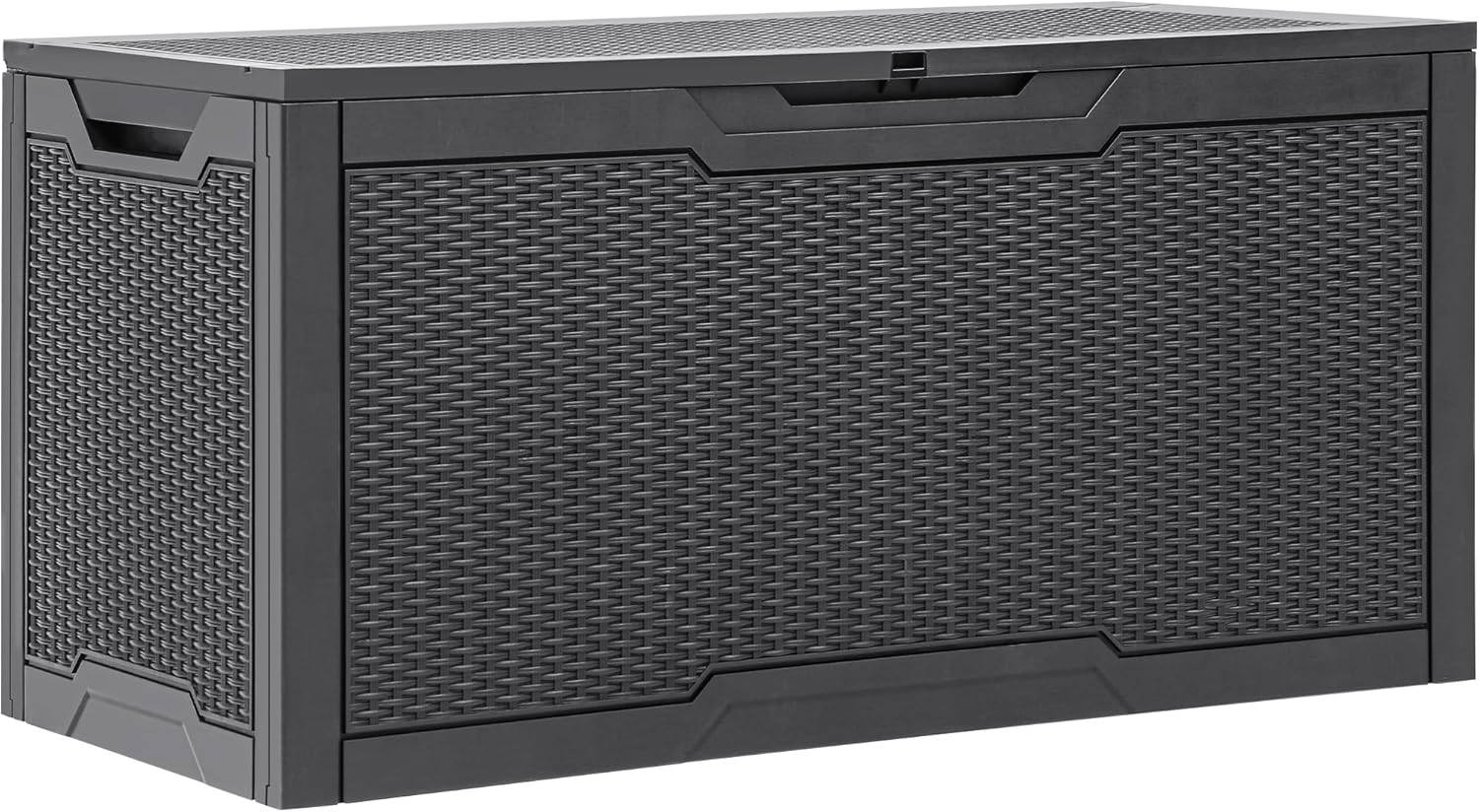 YITAHOME 80 Gallon Resin Deck Box, Weather Resistant Outdoor Rattan Storage Box, Lockable Indoor Outdoor Storage for Supplies and Essentials, Dark Gray
