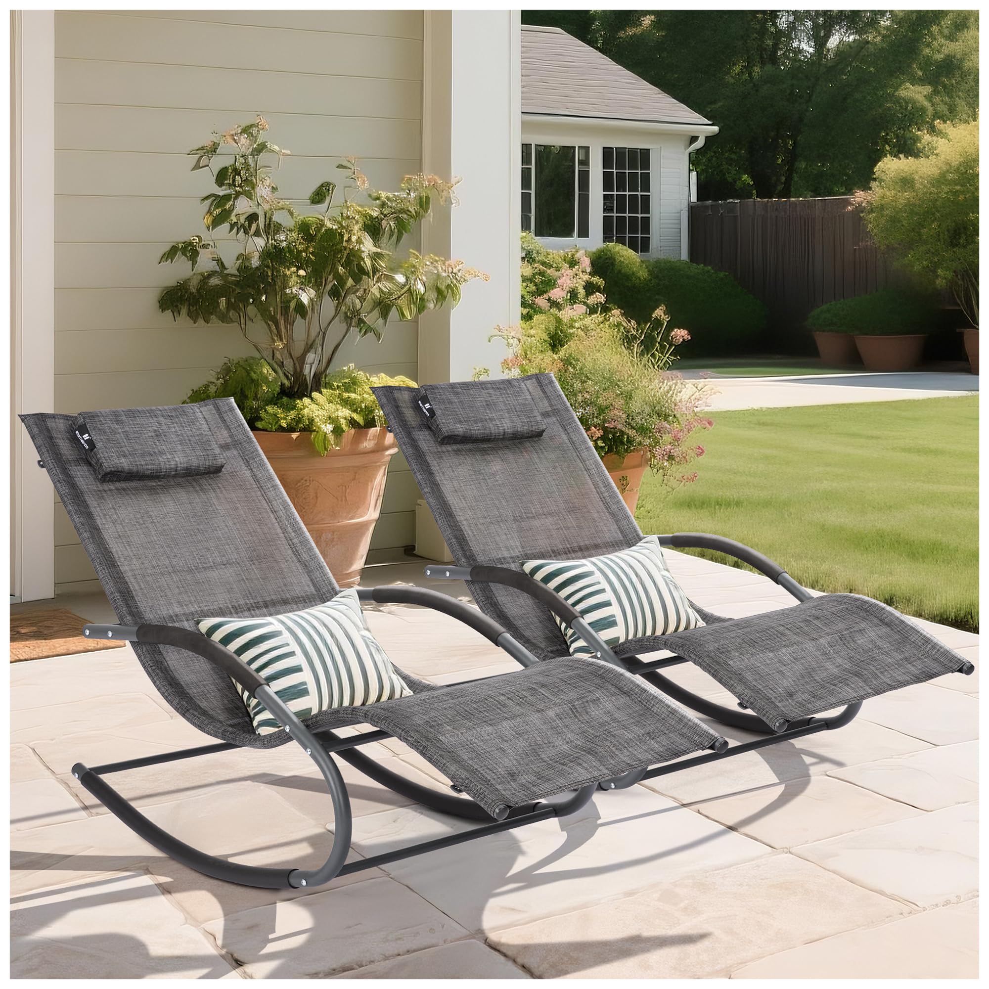 Lounge Chair, Outdoor Chaise Lounge with Detachable Pillow for Patio, Lawn, Pool, Outdoor Lounge Chairs, Brown