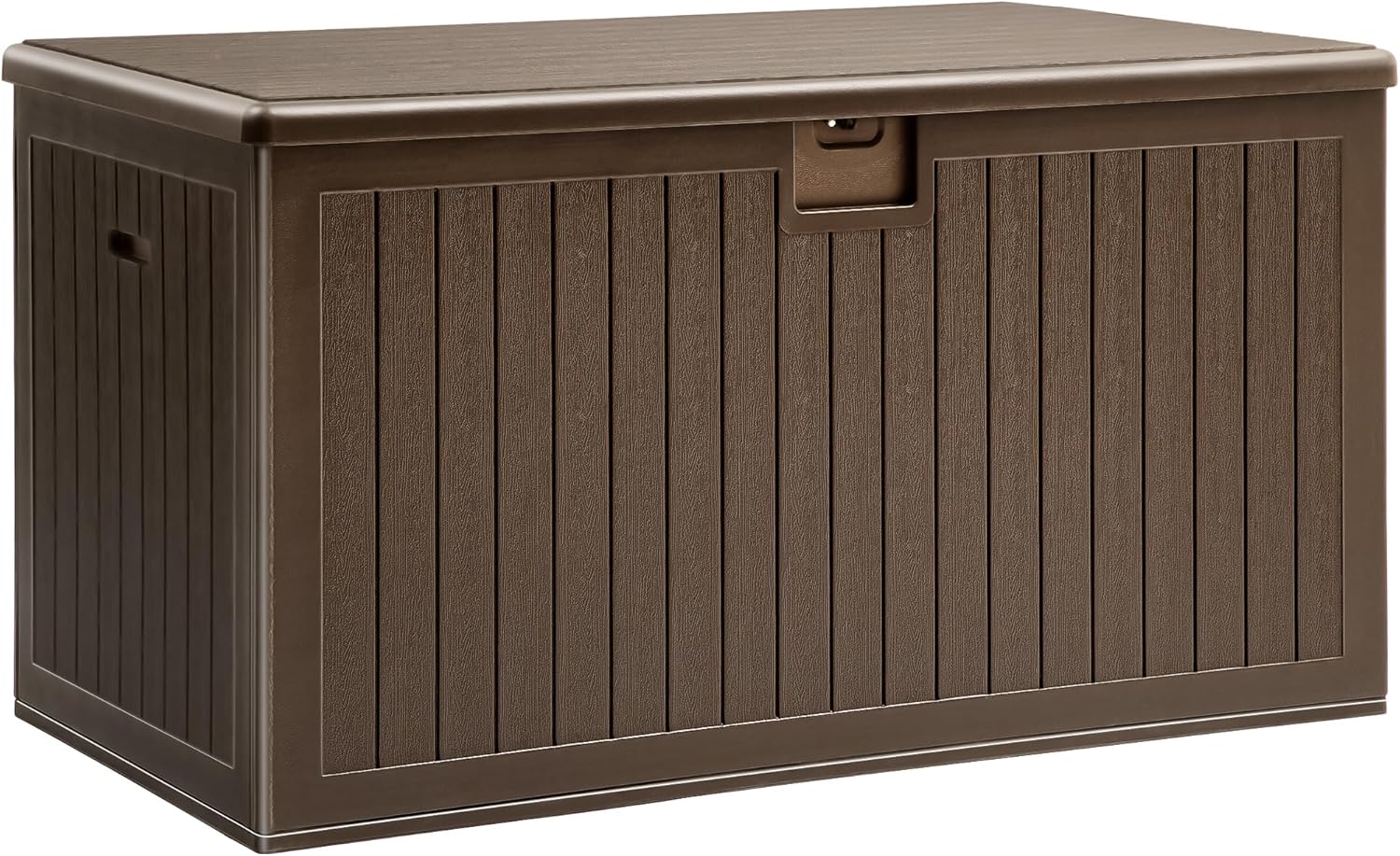 YITAHOME 80 Gallon Resin Deck Box, Weather Resistant Outdoor Rattan Storage Box, Lockable Indoor Outdoor Storage for Supplies and Essentials, Dark Gray