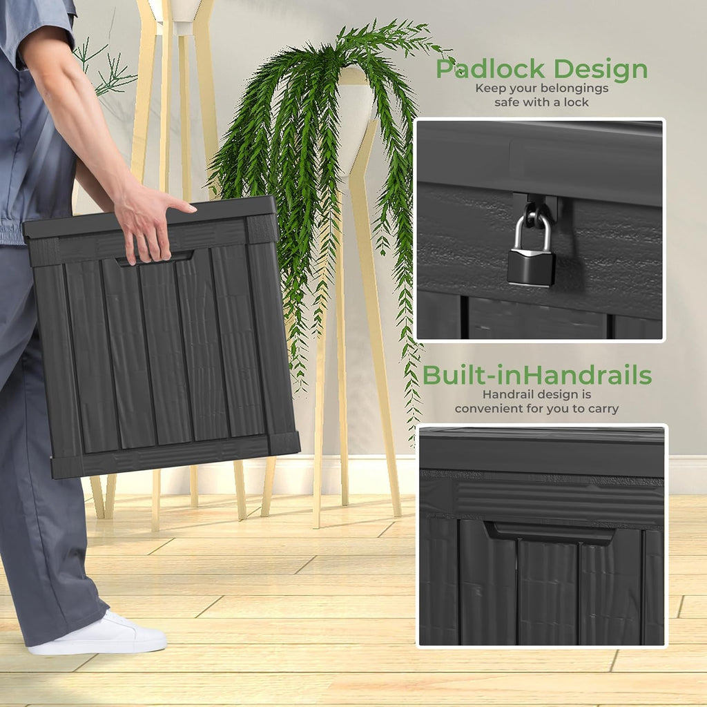 PatioZen 50 Gallon Resin Deck Box Outdoor Storage Box with Lockable Lid, Waterproof for Patio Cushions, Gardening Tools & Exercise Equipment