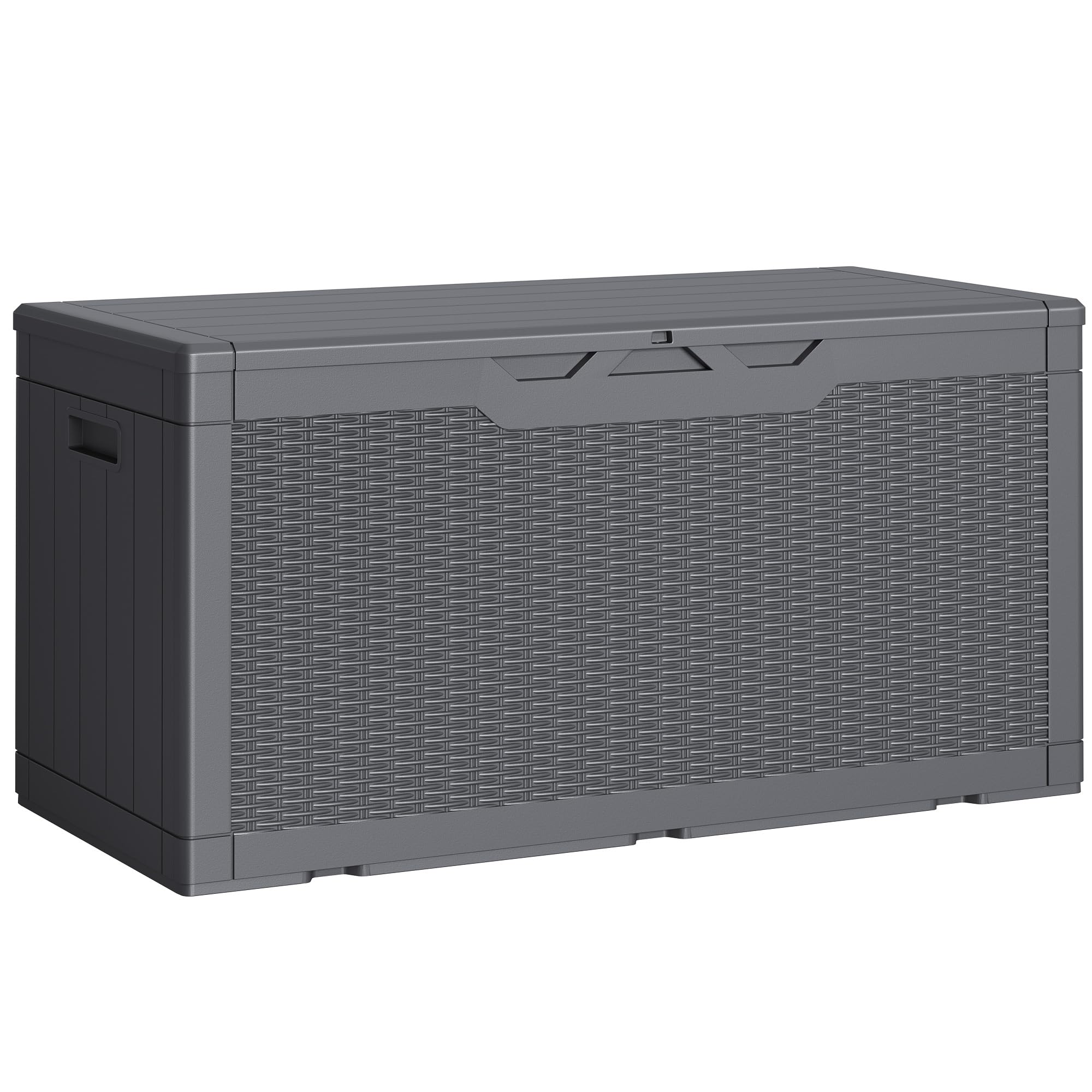 Greesum Outdoor Storage Box 100 Gallon Storage Bin with Lid for Patio Furniture, Garden Tools, Pool Supplies, Lockable, Waterproof and UV Resistant, Black