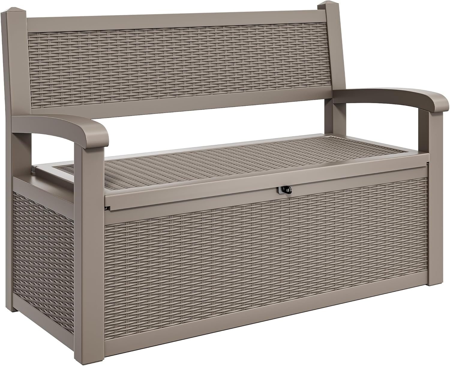 YITAHOME 80 Gallon Resin Deck Box, Weather Resistant Outdoor Rattan Storage Box, Lockable Indoor Outdoor Storage for Supplies and Essentials, Dark Gray