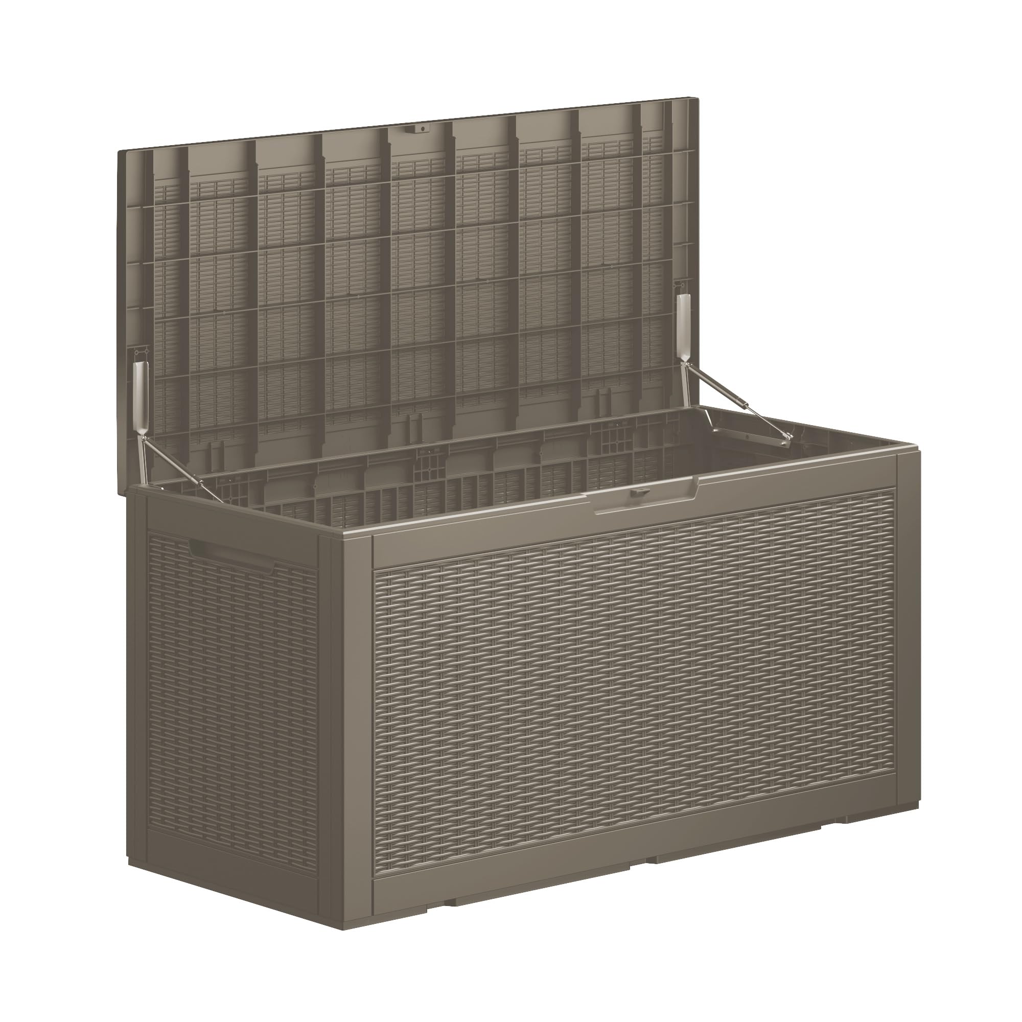 Outdoor Storage Box Waterproof, 270 Gallon Lockable Resin Deck Box Large, Patio Storage Bin for Pool Accessories Cushion Furniture, Garden Tools, UV-Resistant Outside Delivery Grey