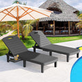 Outdoor Chaise Lounge Set of 4, Waterproof Resin Lounge Chairs for Outside w/Adjustable 5 Positions All Weather Use Recliner Chair for Patio, Poolside, Beach, Yard, Grey