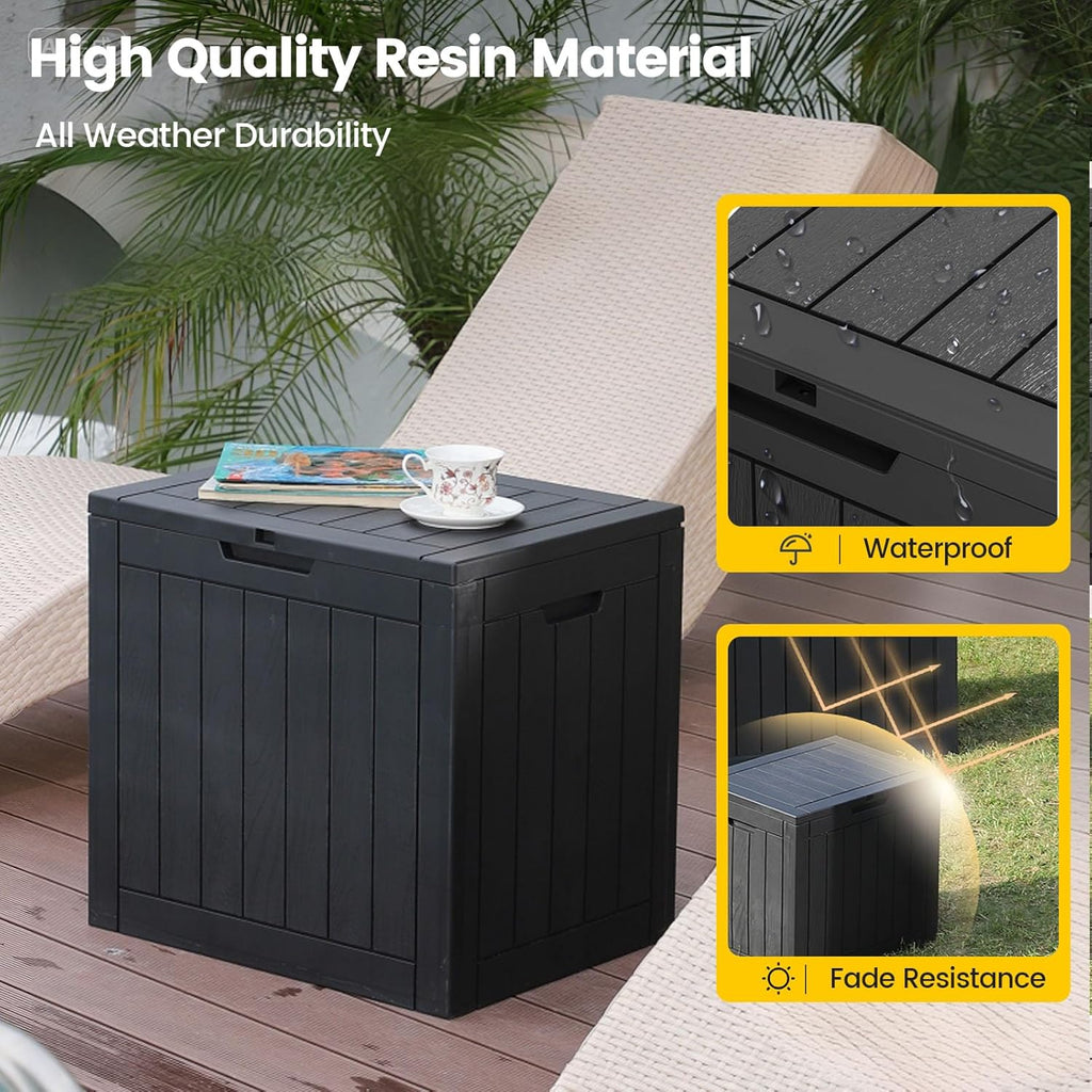 Zapdos 31 Gallon Outdoor Storage Box Deck Box for Indoor and Outdoor Use, Waterproof Resin Storage Bin for Package Delivery Patio Cushions Gardening Tools, Lockable, UV Resistant, Black