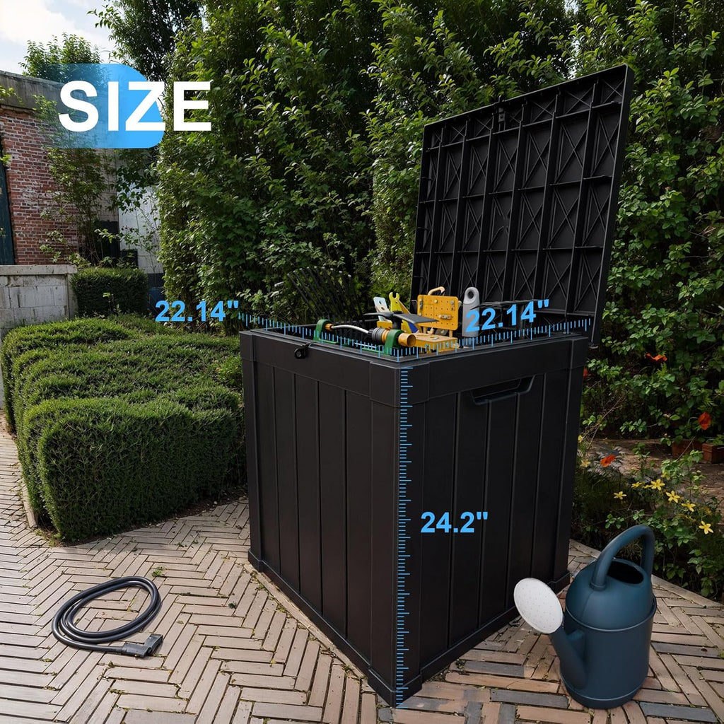 PatioZen 50 Gallon Resin Deck Box Outdoor Storage Box with Lockable Lid, Waterproof for Patio Cushions, Gardening Tools & Exercise Equipment