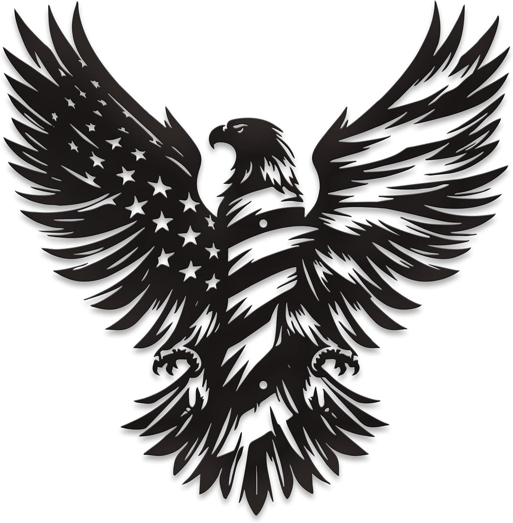 Intricate American Eagle Flag Metal Wall Art for Holiday Decor