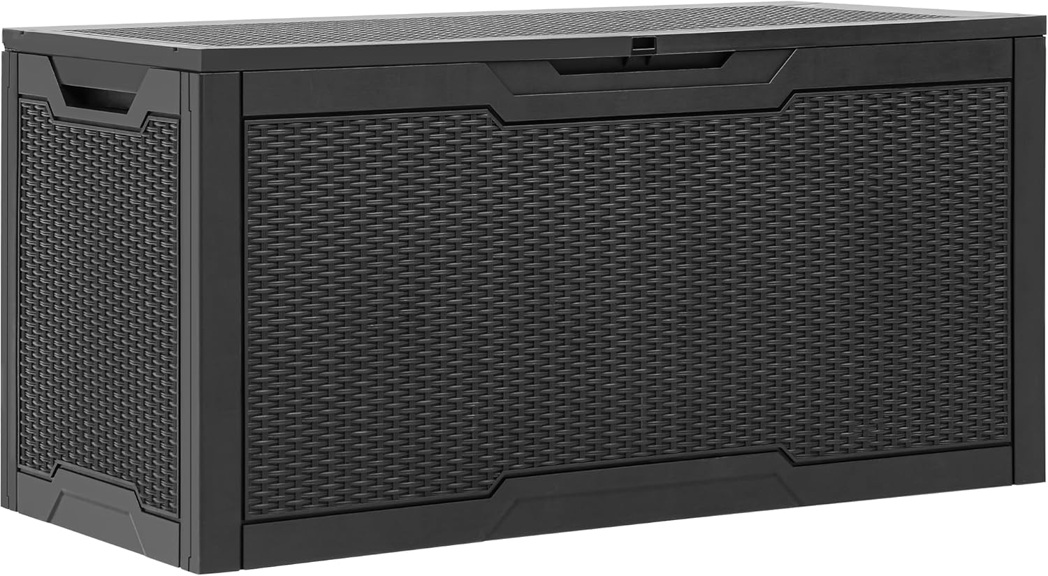 YITAHOME 80 Gallon Resin Deck Box, Weather Resistant Outdoor Rattan Storage Box, Lockable Indoor Outdoor Storage for Supplies and Essentials, Dark Gray