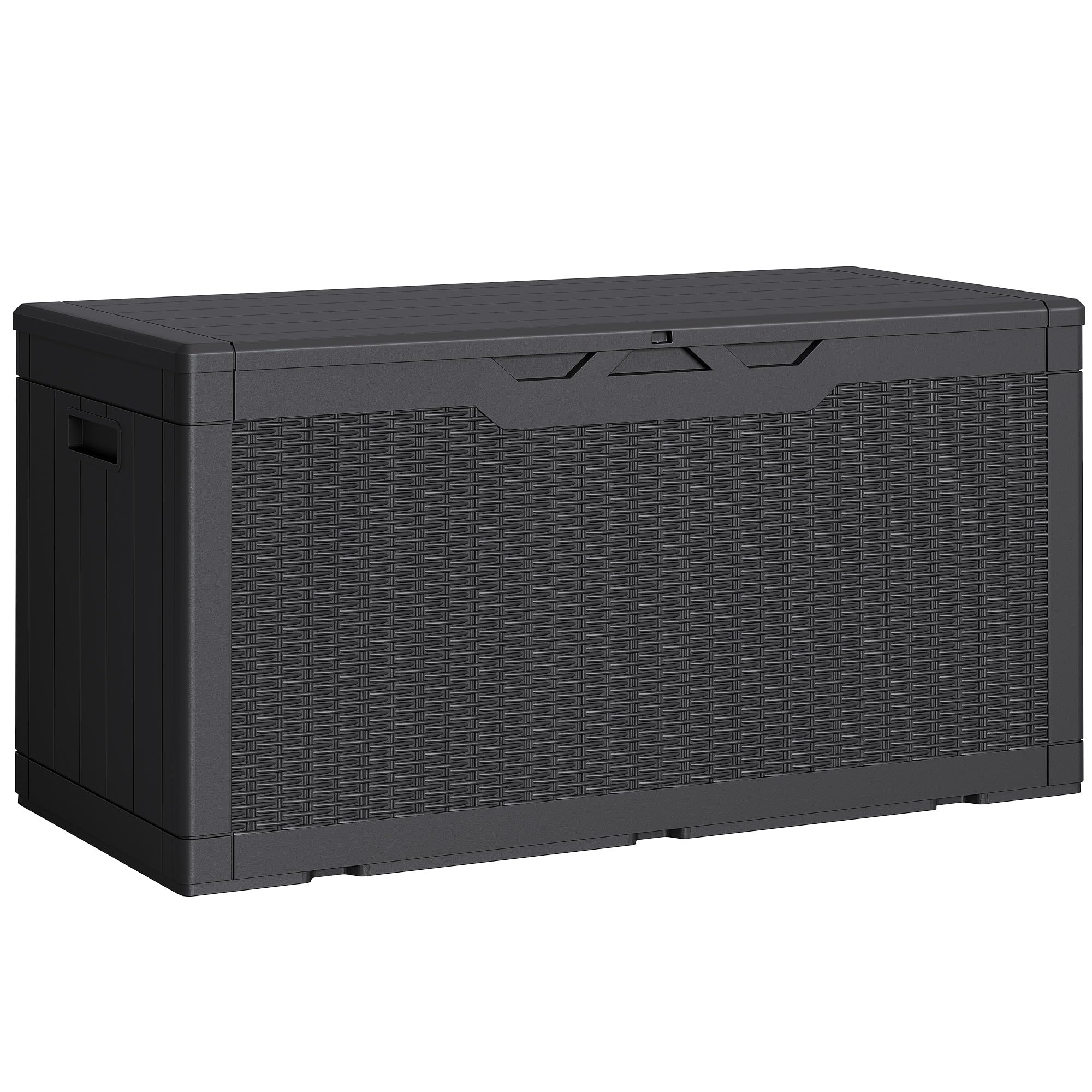 Greesum Outdoor Storage Box 100 Gallon Storage Bin with Lid for Patio Furniture, Garden Tools, Pool Supplies, Lockable, Waterproof and UV Resistant, Black
