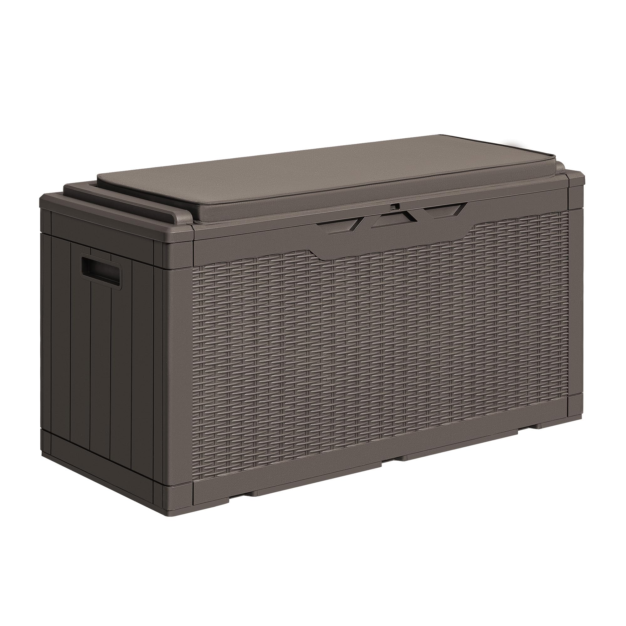 Greesum Outdoor Storage Box 82 Gallon Storage Bin with Lid for Patio Furniture, Garden Tools, Pool Supplies, Waterproof and UV Resistant, Lockable, Black