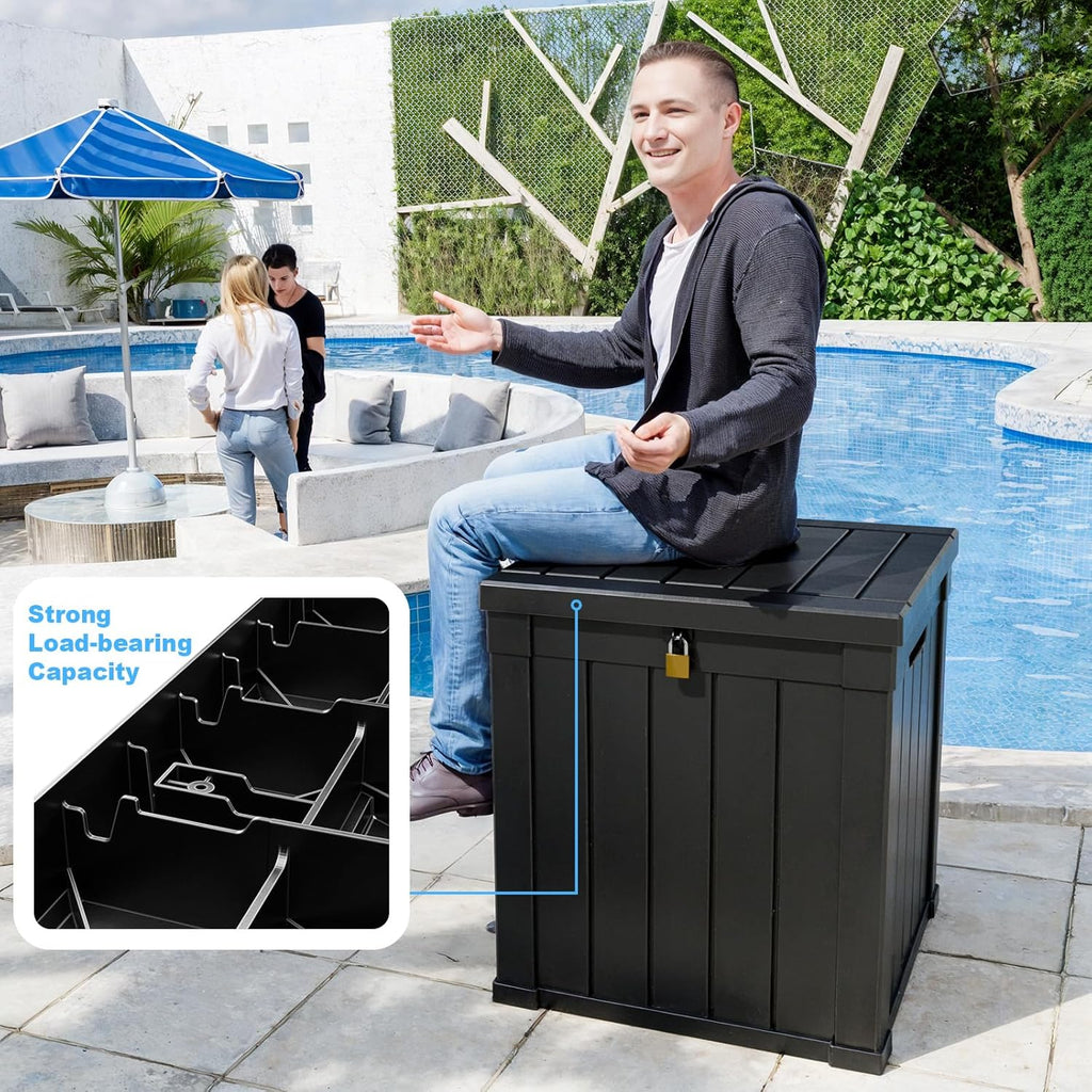 PatioZen 50 Gallon Resin Deck Box Outdoor Storage Box with Lockable Lid, Waterproof for Patio Cushions, Gardening Tools & Exercise Equipment