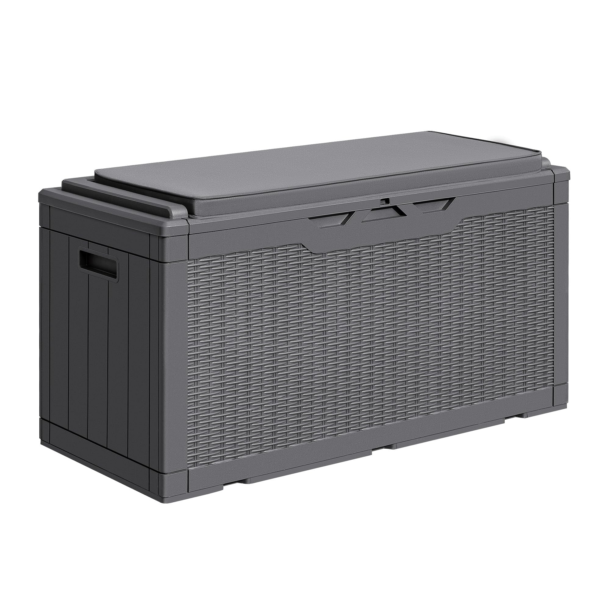 Greesum Outdoor Storage Box 82 Gallon Storage Bin with Lid for Patio Furniture, Garden Tools, Pool Supplies, Waterproof and UV Resistant, Lockable, Black