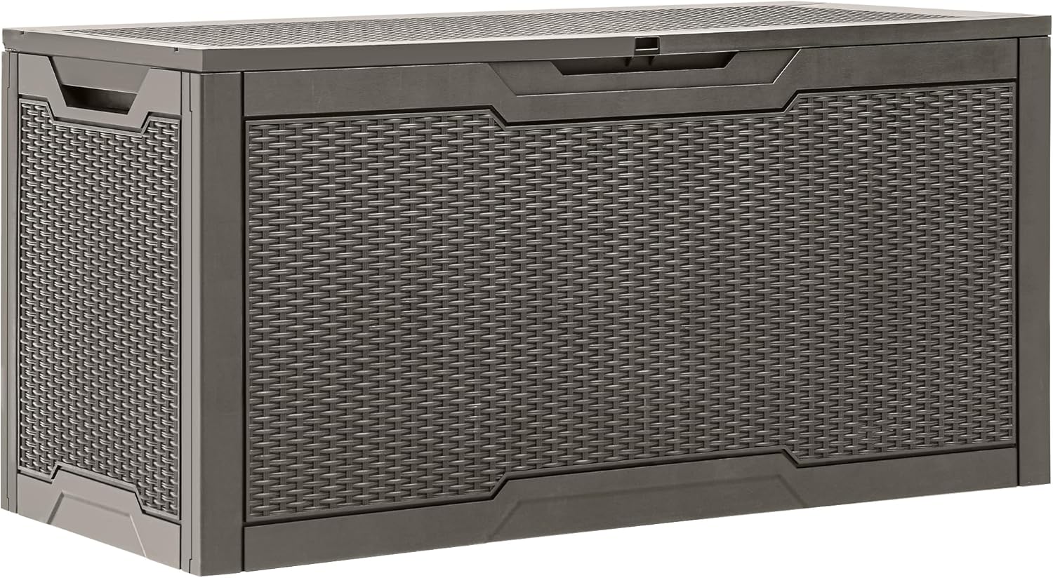 YITAHOME 80 Gallon Resin Deck Box, Weather Resistant Outdoor Rattan Storage Box, Lockable Indoor Outdoor Storage for Supplies and Essentials, Dark Gray
