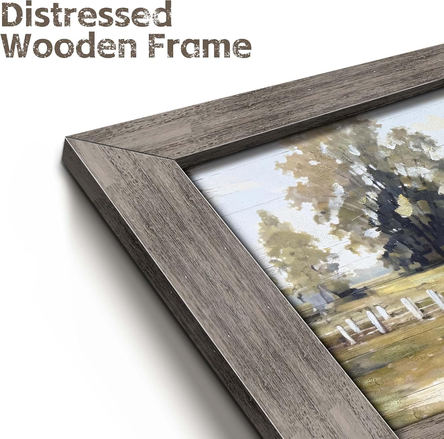 Farmhouse Framed Wall Art Decor: Rustic Country Scene Wood Picture Barn with American Flag Painting Artwork Farm Truck Countryside Print for Bedroom Home Living Room