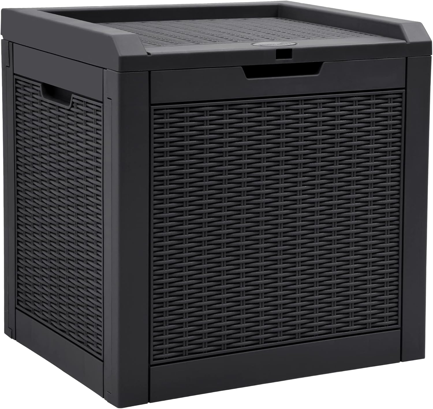 YITAHOME 80 Gallon Resin Deck Box, Weather Resistant Outdoor Rattan Storage Box, Lockable Indoor Outdoor Storage for Supplies and Essentials, Dark Gray