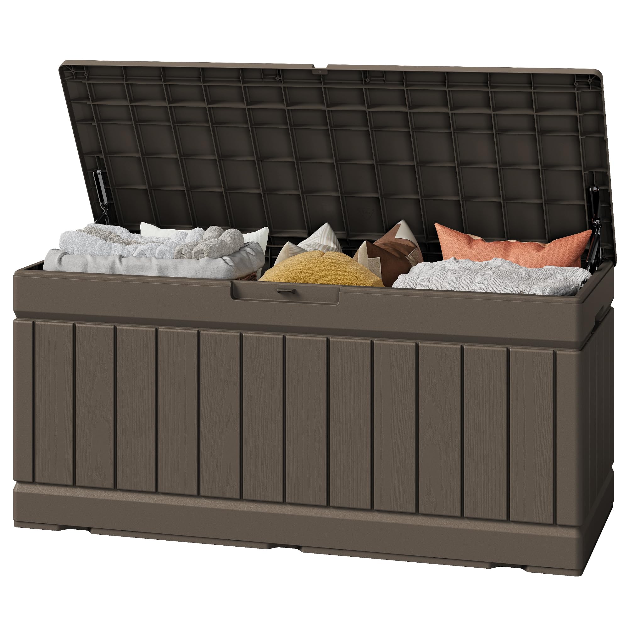 Greesum Outdoor Storage Box 82 Gallon Storage Bin with Lid for Patio Furniture, Garden Tools, Pool Supplies, Waterproof and UV Resistant, Lockable, Black