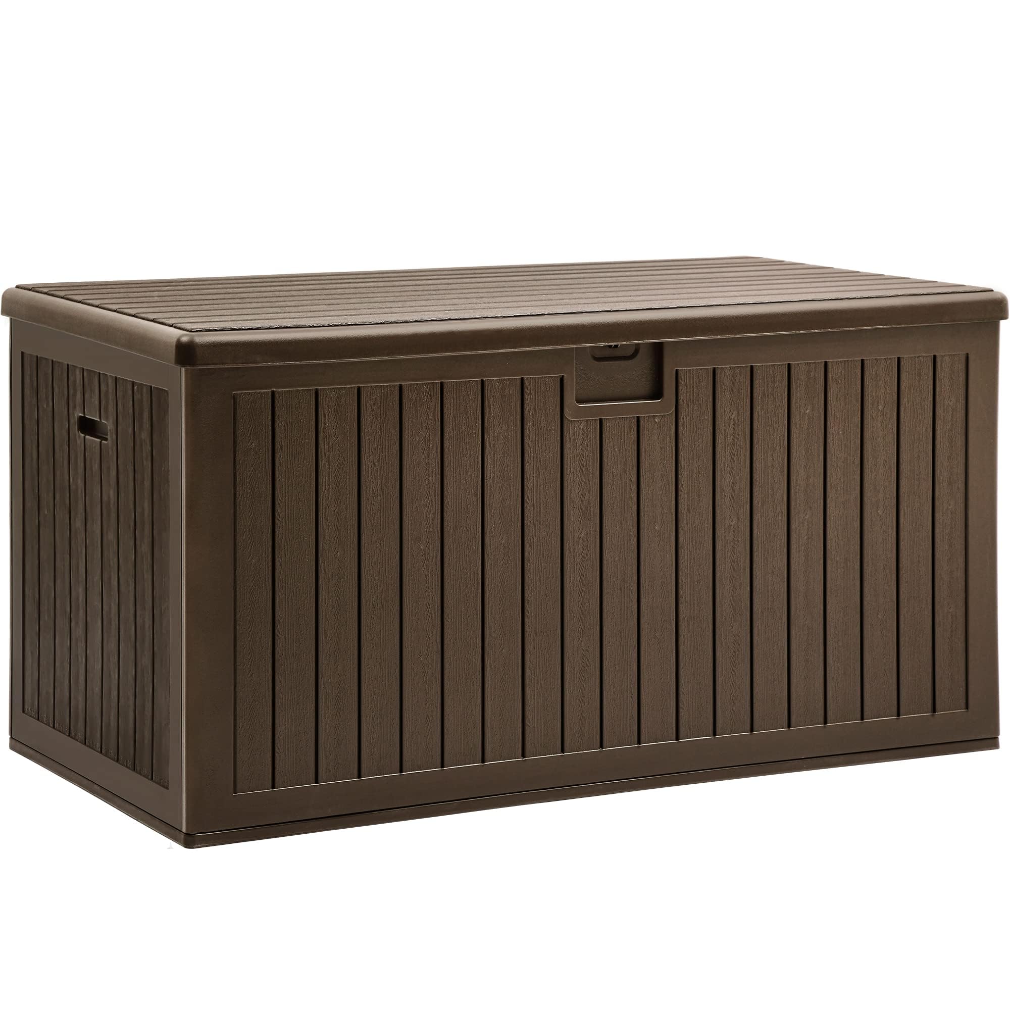 YITAHOME 100 Gallon Resin Deck Box, Weather Resistant Outdoor Storage Box, Lockable Indoor Outdoor Storage for Supplies and Essentials, Dark Brown