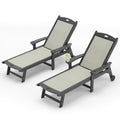LUE BONA Chaise Lounge Chair Outdoor, HDPS and HDPE Wicker Material, Patio Lounge Chair with Adjustable Backrest, Resin Pool Lounge Chairs with Wheels for Backyard, Poolside and Deck,Teak