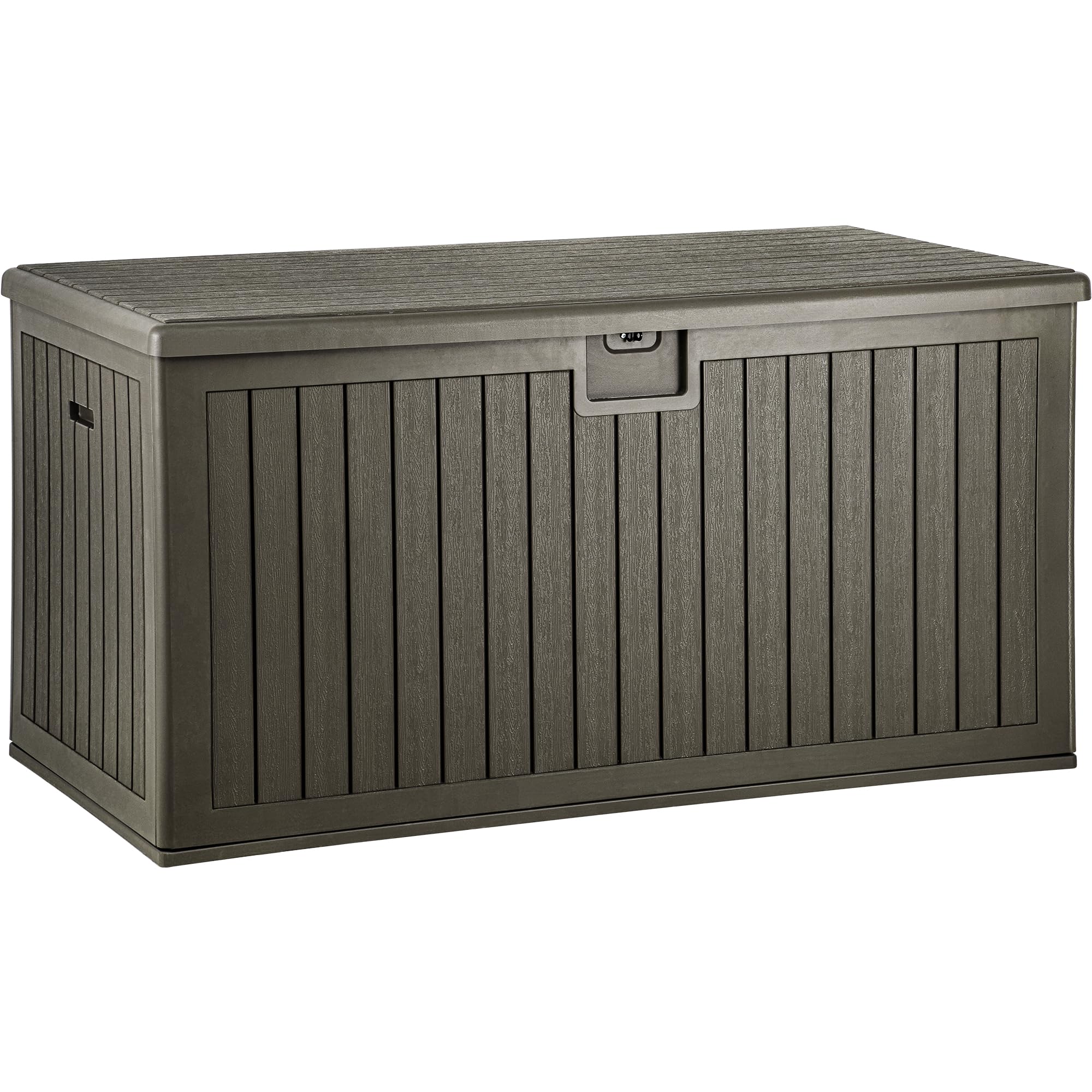 YITAHOME 100 Gallon Resin Deck Box, Weather Resistant Outdoor Storage Box, Lockable Indoor Outdoor Storage for Supplies and Essentials, Dark Brown