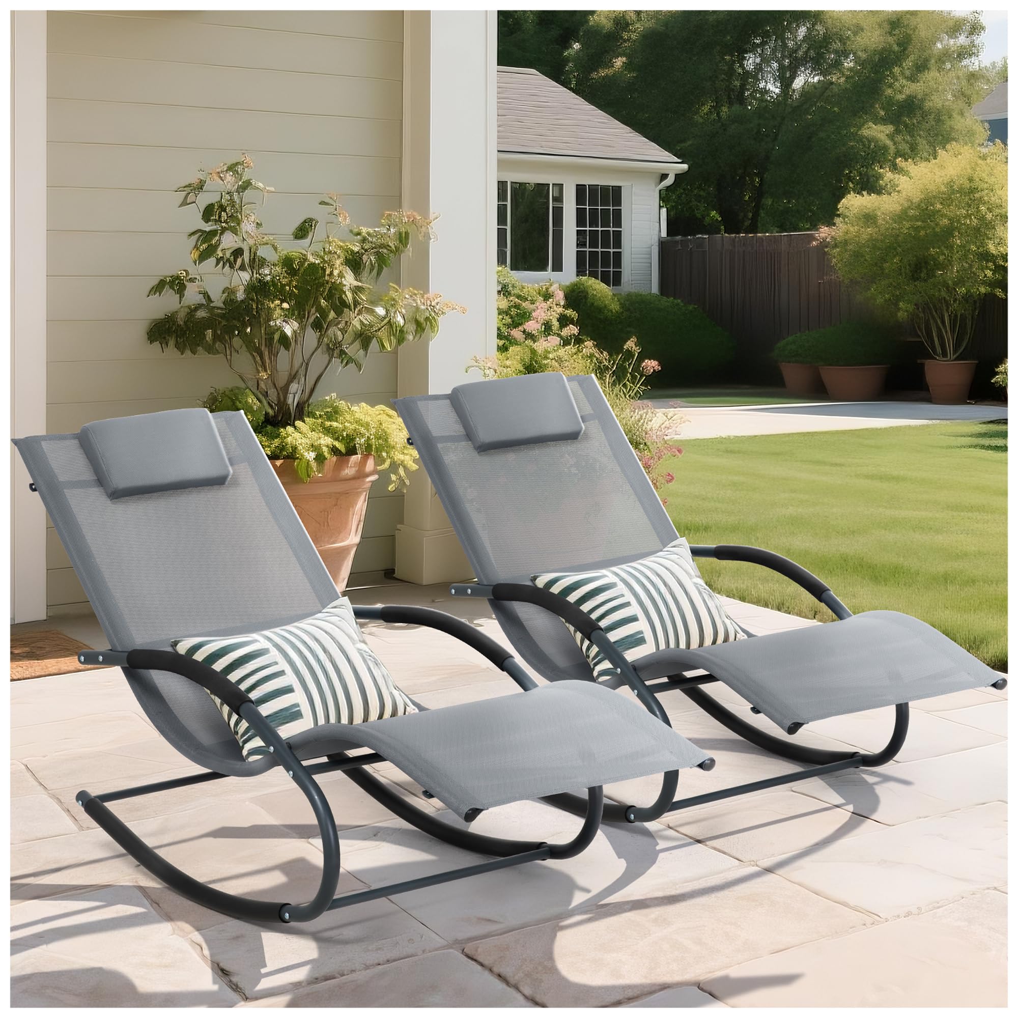 Lounge Chair, Outdoor Chaise Lounge with Detachable Pillow for Patio, Lawn, Pool, Outdoor Lounge Chairs, Brown