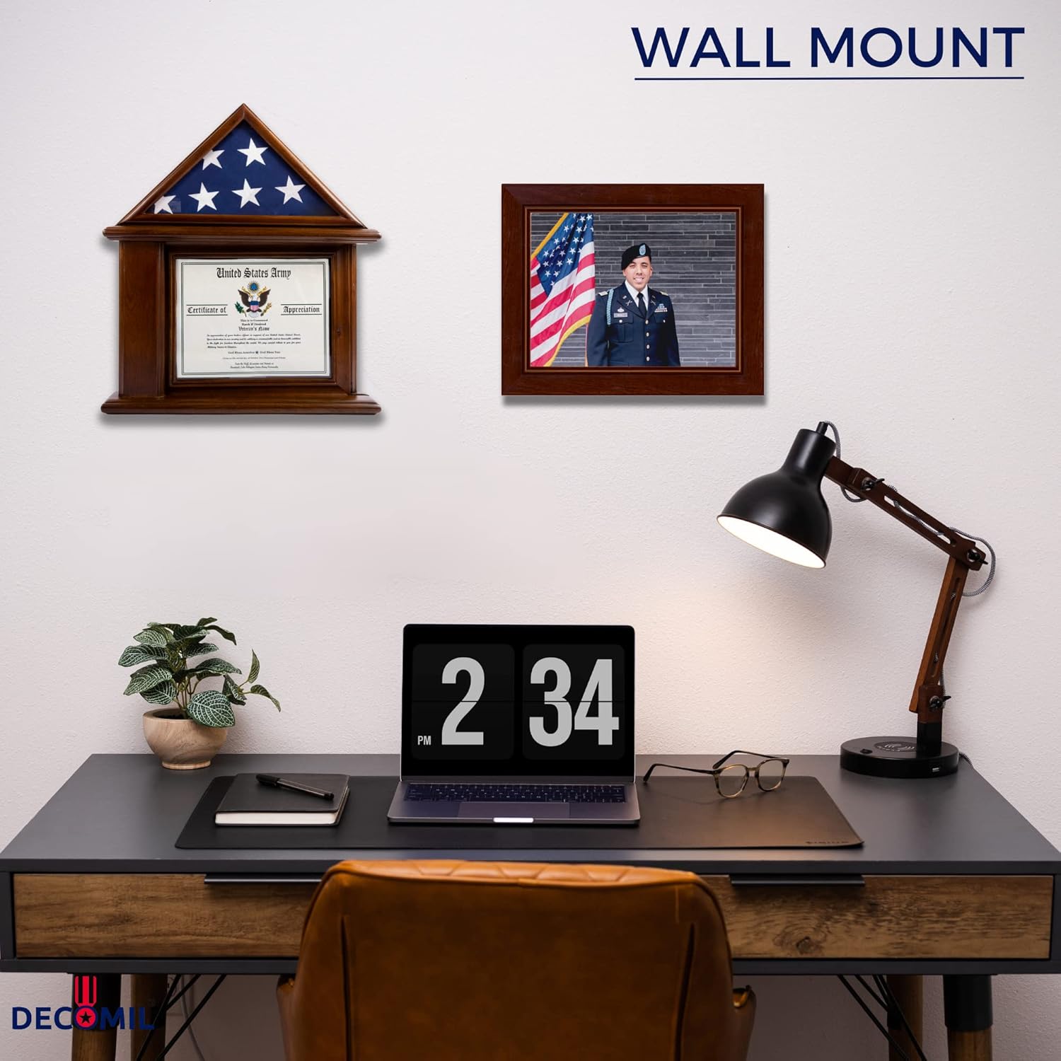 DECOMIL Flag Display Case with Certificate & Document Holder Frame