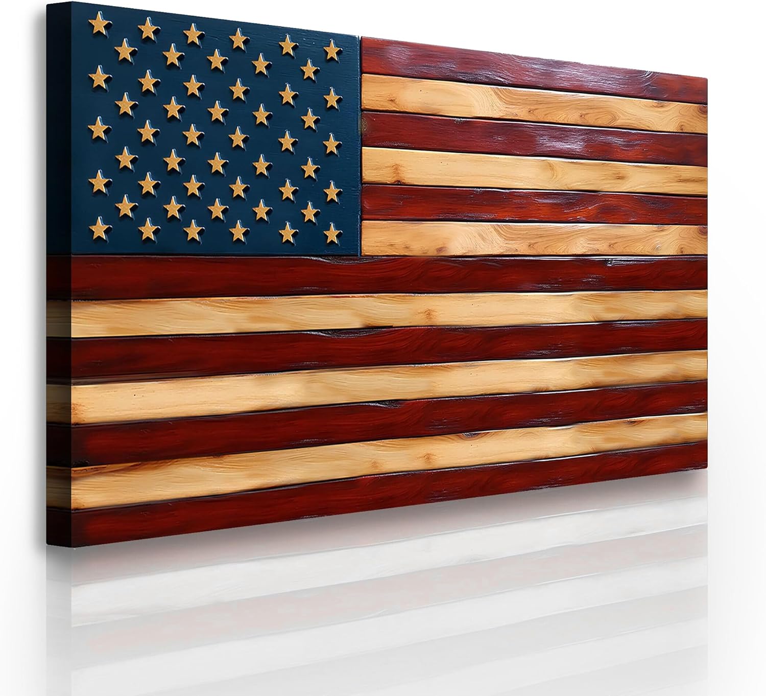 TAILORED CANVASES Old Glory American Flag Wall Art, Vintage Rustic Canvas for Home or Office, Framed Wall Decor, Large Patriotic Artwork for Indoor or Outdoor Display 10x20