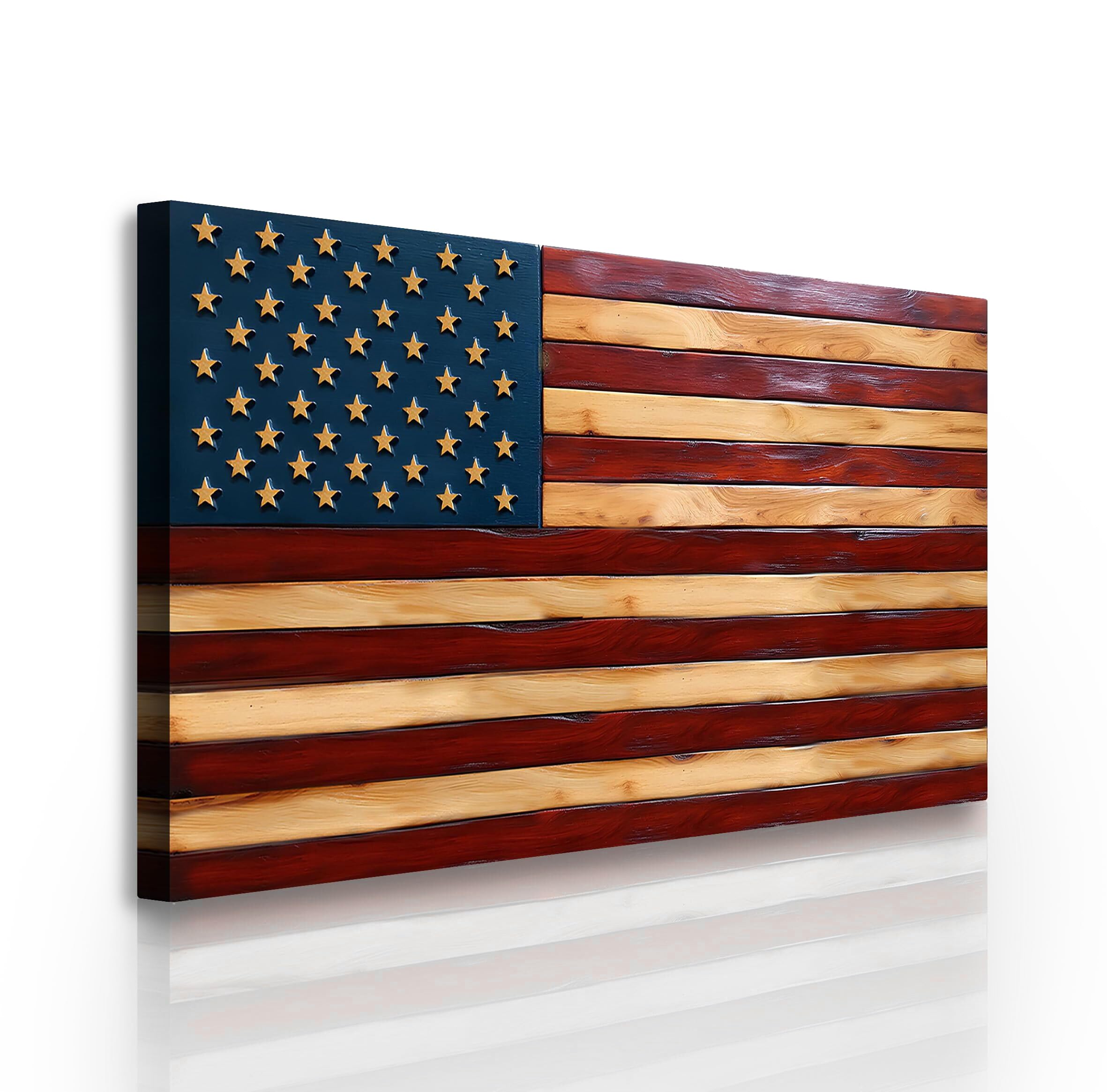 TAILORED CANVASES Old Glory American Flag Wall Art, Vintage Rustic Canvas for Home or Office, Framed Wall Decor, Large Patriotic Artwork for Indoor or Outdoor Display 10x20