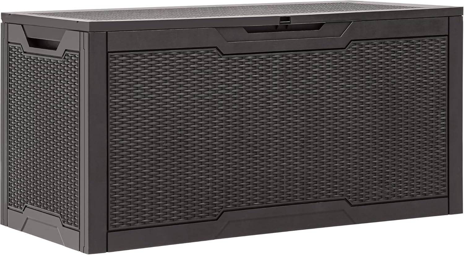 YITAHOME 80 Gallon Resin Deck Box, Weather Resistant Outdoor Rattan Storage Box, Lockable Indoor Outdoor Storage for Supplies and Essentials, Dark Gray