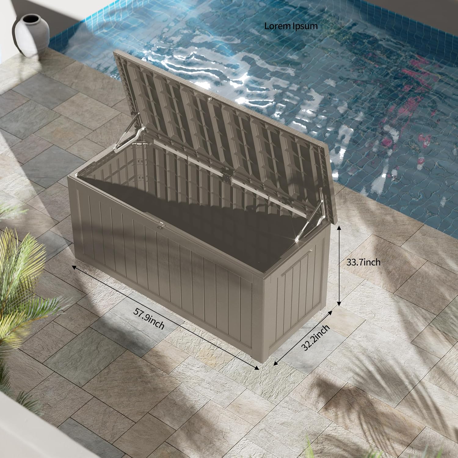 Outdoor Storage Box Waterproof, 270 Gallon Lockable Resin Deck Box Large, Patio Storage Bin for Pool Accessories Cushion Furniture, Garden Tools, UV-Resistant Outside Delivery Grey