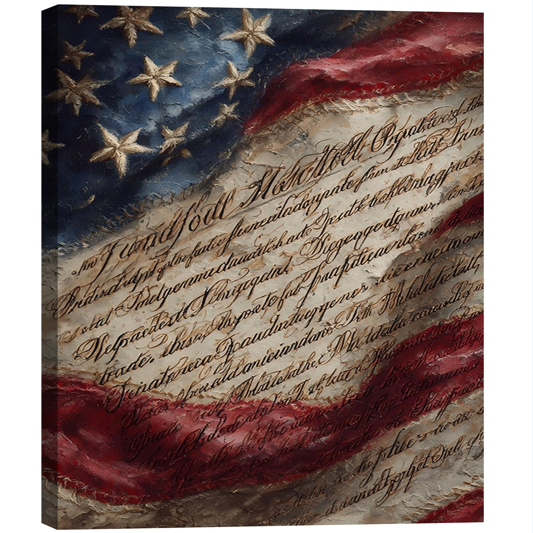 Vintage American Flag Wildflower Canvas Wall Art for Living Room, Framed Patriotic 4th of July Canvas Prints Pictures, Rustic Farmhouse Artwork for Enterway Bedroom Bathroom Wall Decor