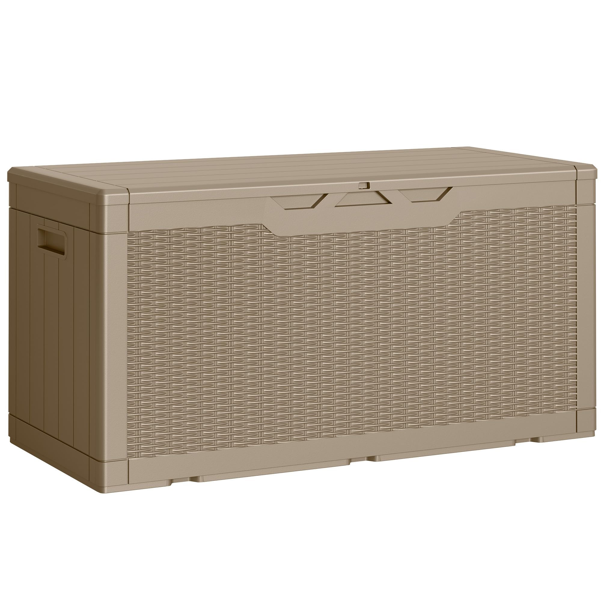 Greesum Outdoor Storage Box 100 Gallon Storage Bin with Lid for Patio Furniture, Garden Tools, Pool Supplies, Lockable, Waterproof and UV Resistant, Black