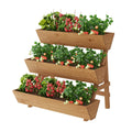 3-Tier Wooden Vertical Raised Garden Bed with Legs, Tiered Planter Box, Vertical Garden Planter,Wood Plant Stand Wood Flower Rack for Patio, Balcony, Freestanding. (Carbonized-Large)