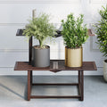 Plant Stand Indoor Outdoor, Foldable Metal Plant Shelf for Multiple Pots, Mid Century Slatted Bench for Patio Garden, Heavy Duty Capacity 330 lbs 2 Tier Coffe